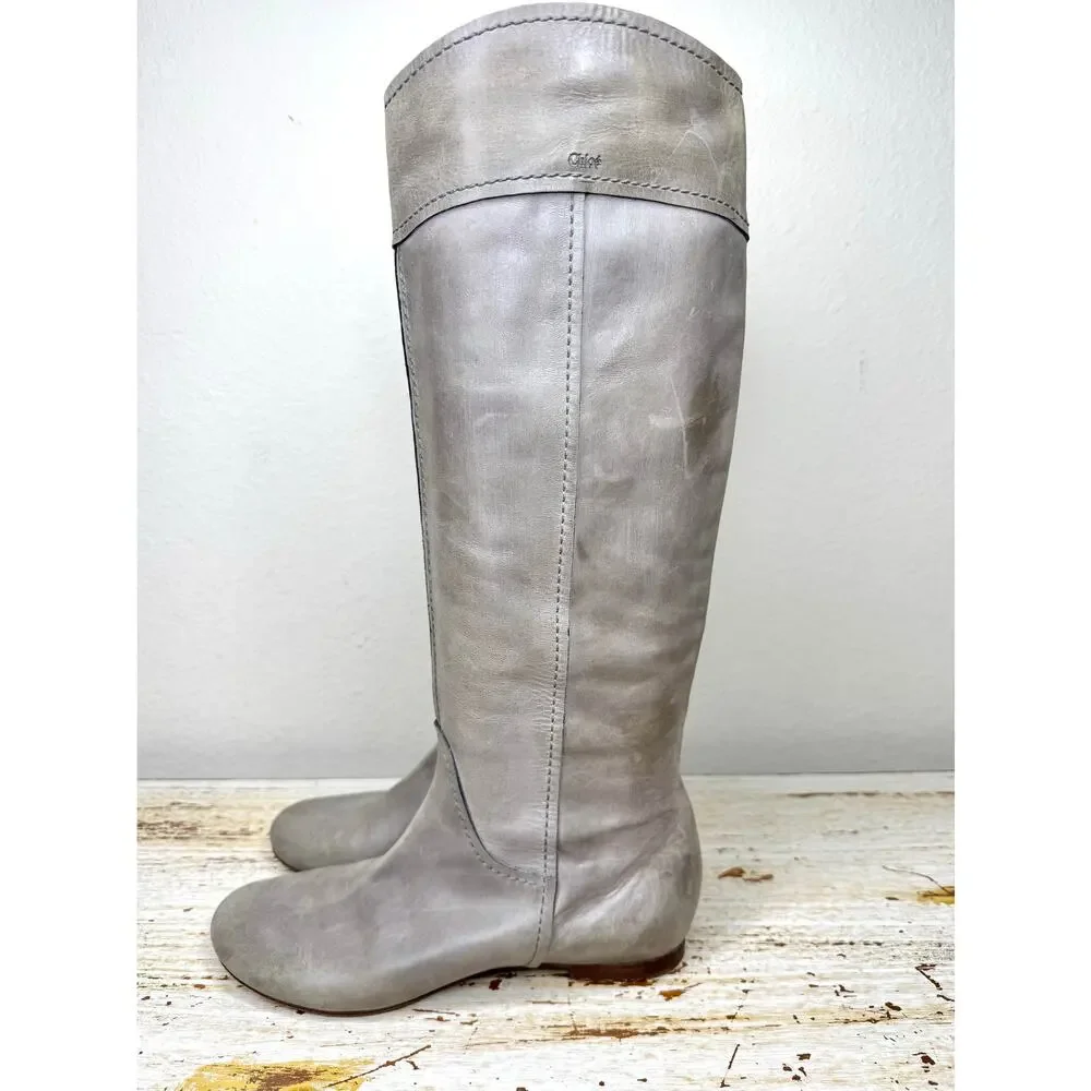 Chloé Contrast Stitch Heloise Knee Length Boots 37